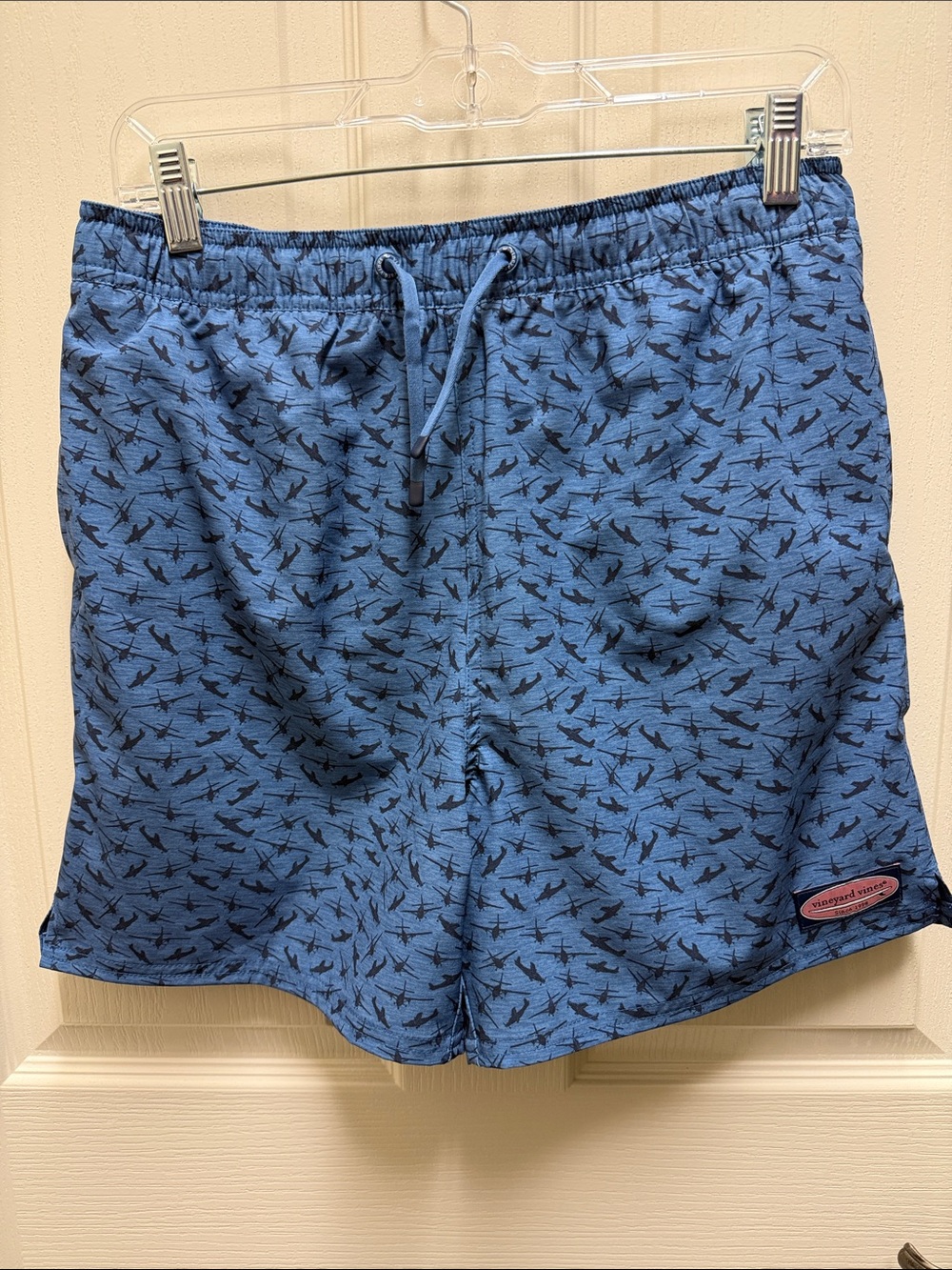 Boys Blue Patterned Swim Shorts